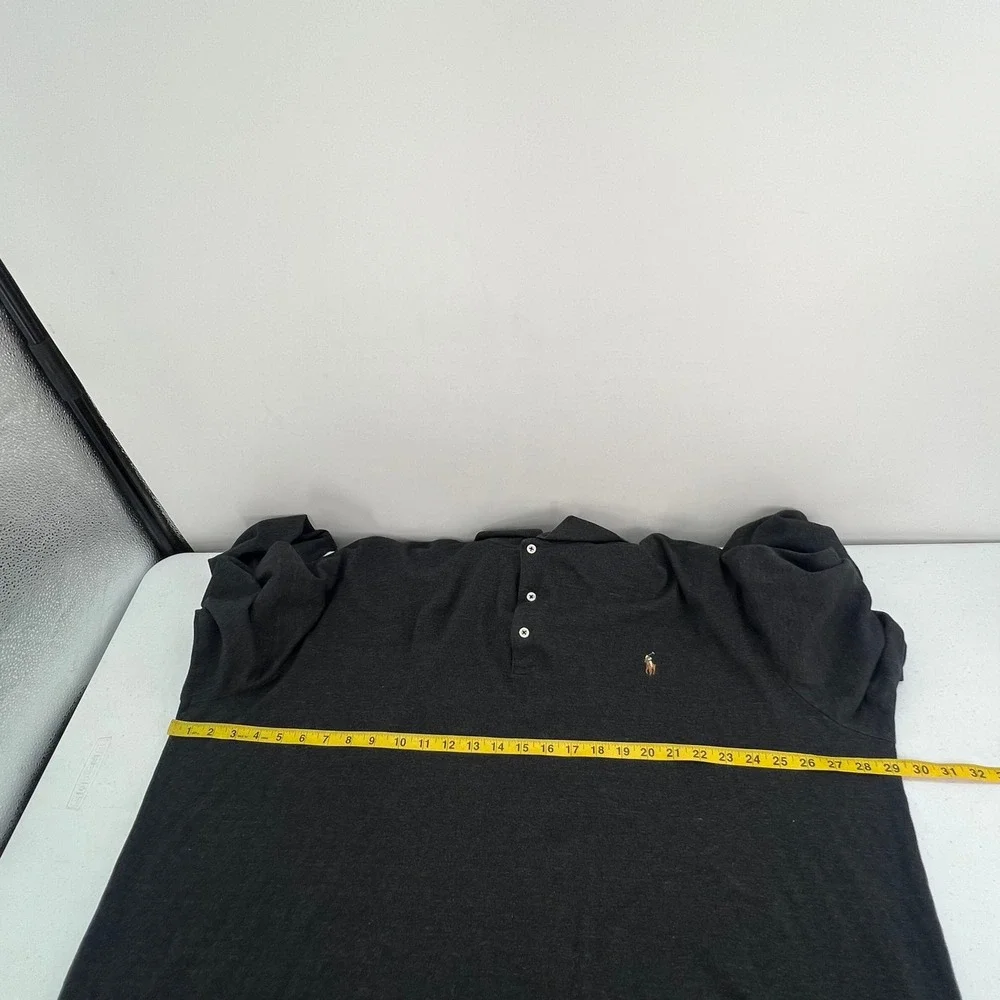 Polo Ralph Lauren Mens 3XLT Long Sleeve Polo Shirt Charcoal Gray Classic Preppy